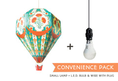 Convenience Pack with Bulb & Wire: Small Blue Hot Air Balloon Paper Lamp