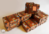 Set of 10 Brown Travel Suitcase Gift Boxes