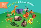 BOX SET of 12 DIY Mini Endangered Animals Paper Craft Kits