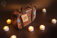 Set of 10 Brown Travel Suitcase Gift Boxes