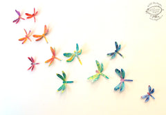 Paper Dragonflies for Wall Decoration: Set of 24