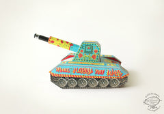 Colourful Army Paper Tank Pen Holder & Boxes - DIY Paper Craft Kit