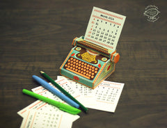 Colourful Typewriter Desk Calendar 2026 & 2027 DIY Paper Craft Kit
