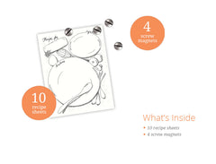 Doodle Recipe Sheets and Fridge Magnet Set