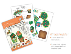 Blue Mini Flower Pot Box DIY Paper Craft Kit