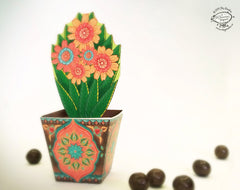 Brown Mini Flower Pot Box DIY Paper Craft Kit