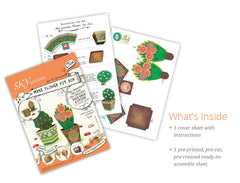 Brown Mini Flower Pot Box DIY Paper Craft Kit