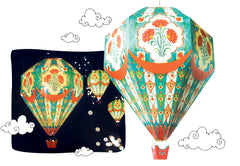 Convenience Pack with Bulb & Wire: Small Blue Hot Air Balloon Paper Lamp