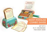 MOST POPULAR 2025 Calendar Combo Saver: Mini Toaster + Typewriter  - set of 2 DIY Kits