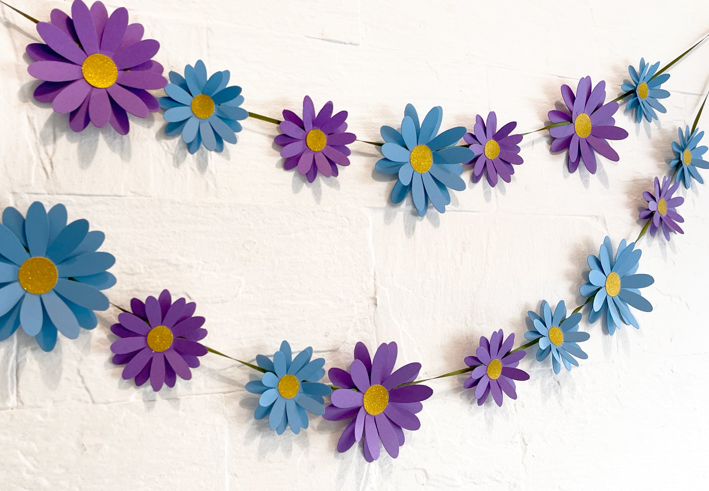 Blue n Purple Daisy Flower Paper Bunting & Wall Decor