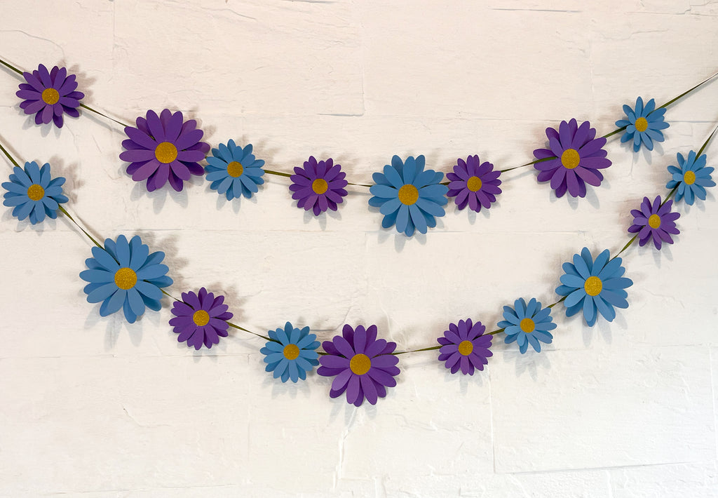 Blue n Purple Daisy Flower Paper Bunting & Wall Decor