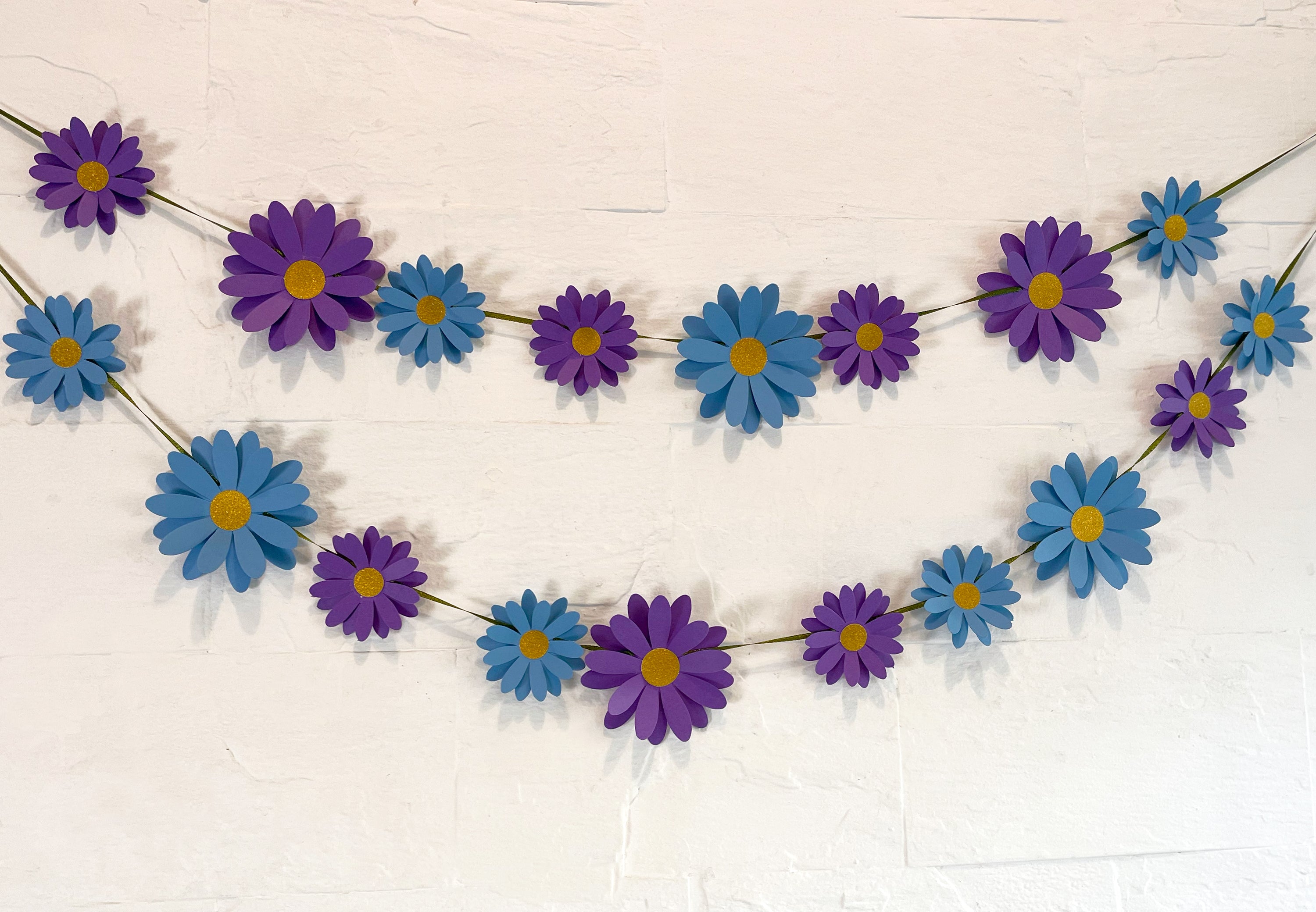 Blue n Purple Daisy Flower Paper Bunting & Wall Decor