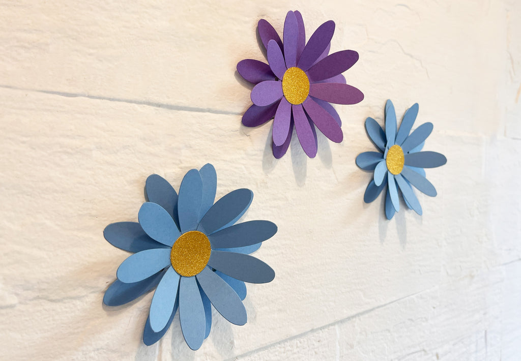 Blue n Purple Daisy Flower Paper Bunting & Wall Decor