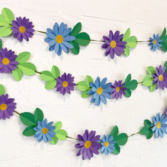 Blue and Purple Daisy with Leaves