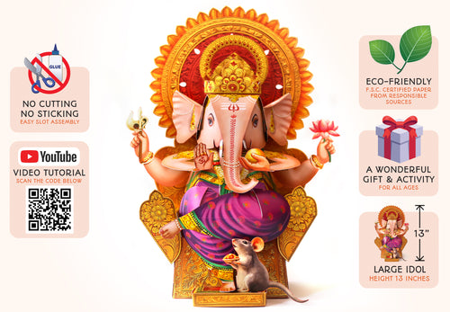 Big Ganesha Idol DIY Paper Craft Kit - Height 13 inches