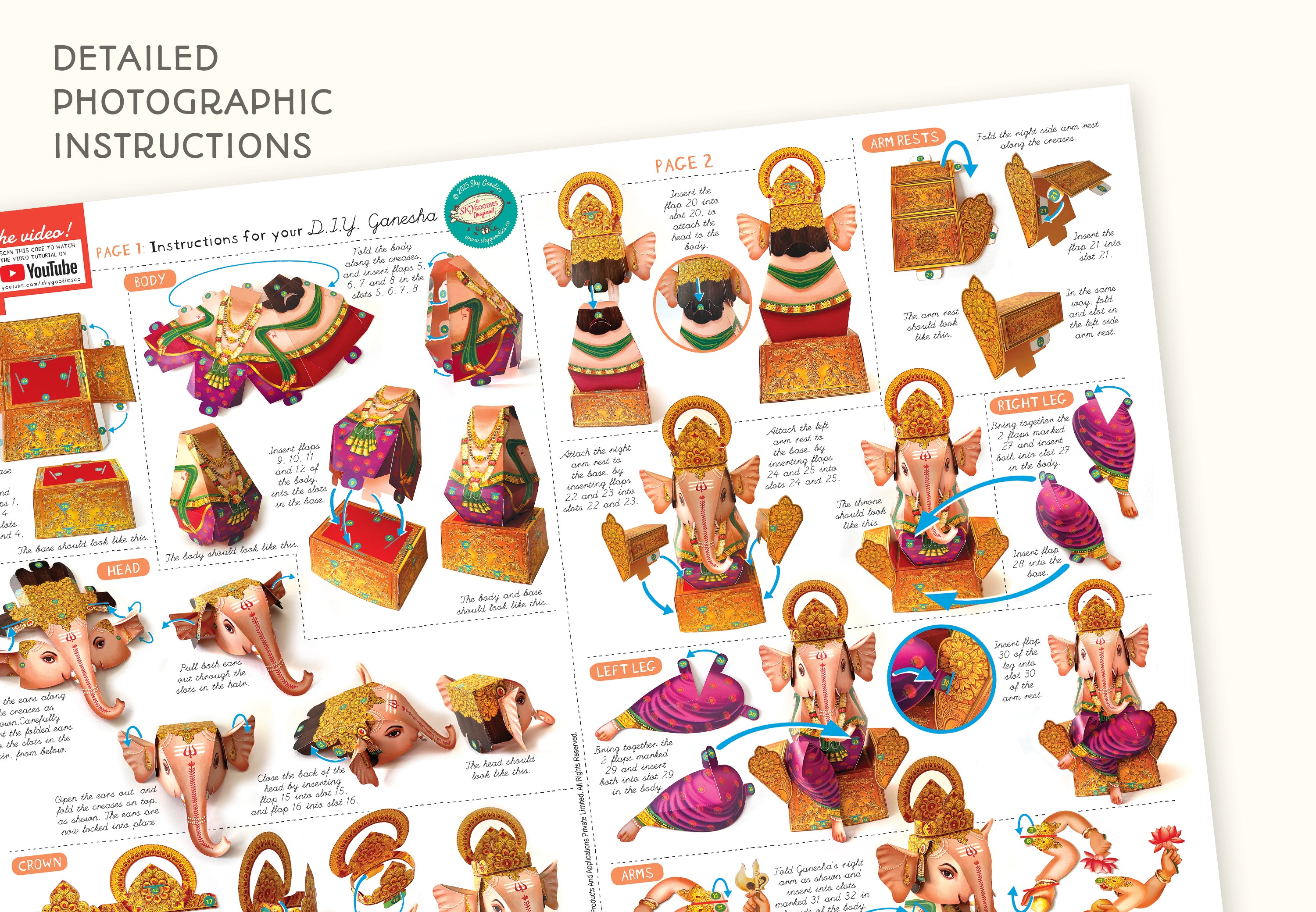 Big Ganesha Idol DIY Paper Craft Kit - Height 13 inches