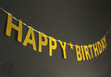 Golden Happy Birthday Banner Bunting