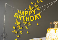 Golden Butterflies and Happy Birthday Paper Party Decor