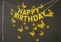 Golden Butterflies and Happy Birthday Paper Party Decor