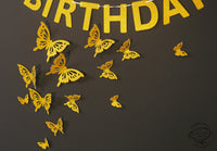 Golden Butterflies and Happy Birthday Paper Party Decor