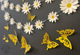 White Daisy Flower, Butterflies and Happy Birthday Paper Party Decor