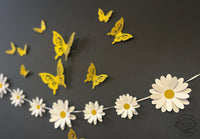 White Daisy Flower, Butterflies and Happy Birthday Paper Party Decor