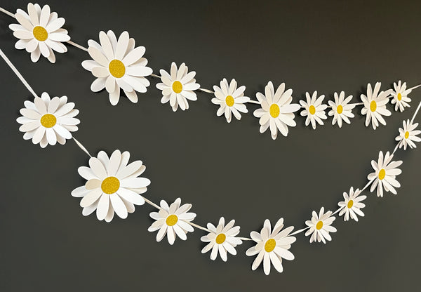 White Daisy Flower Paper Bunting