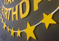 Golden Stars and Happy Birthday Paper Party Decor