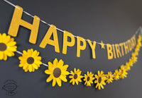 Yellow Sunflower and Happy Birthday Paper Party Decor