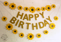 Yellow Sunflower and Happy Birthday Paper Party Decor