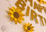 Yellow Sunflower and Happy Birthday Paper Party Decor