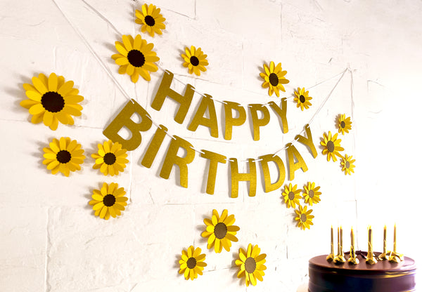 Yellow Sunflower and Happy Birthday Paper Party Decor