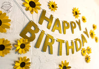 Yellow Sunflower and Happy Birthday Paper Party Decor