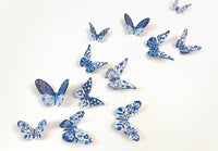 Paper Blue Butterflies for Wall Decoration: Set of 24