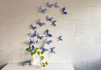 Paper Blue Butterflies for Wall Decoration: Set of 24