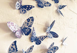 Paper Blue Butterflies for Wall Decoration: Set of 24