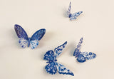 Paper Blue Butterflies for Wall Decoration: Set of 24