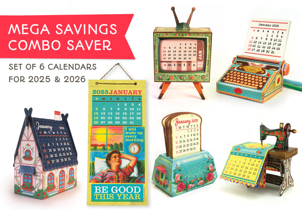 MEGA SAVINGS 2025 Combo Saver Pack of 6 different calendars