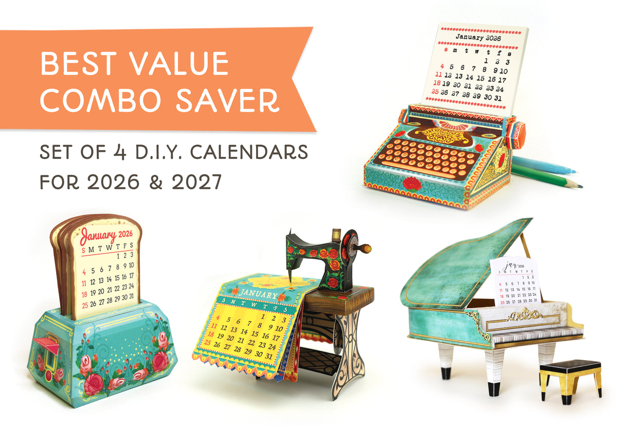 BEST VALUE 2026 Combo Saver Pack of 4 DIY Desk Calendars