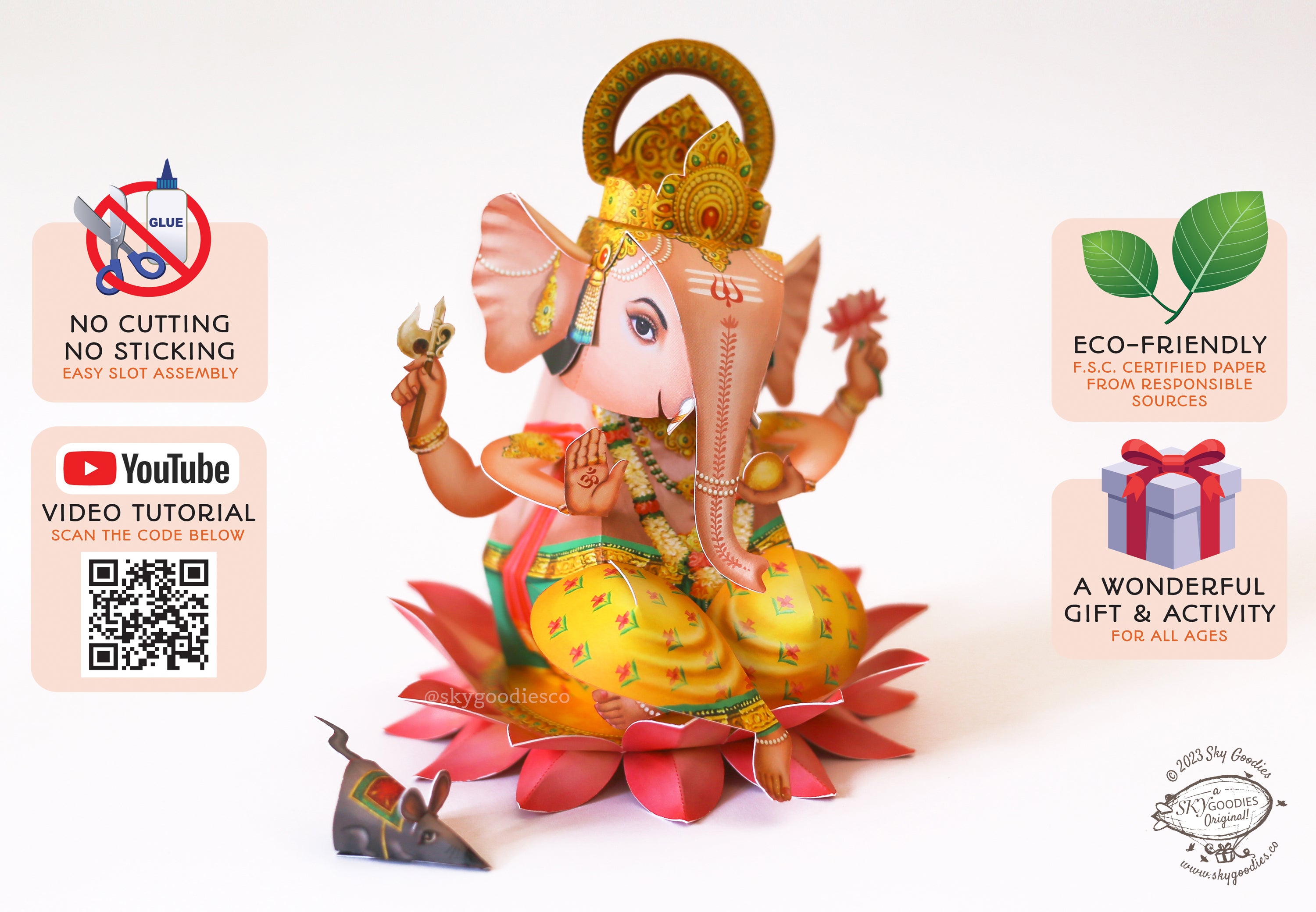 Ganpati Decor Combo Saver 1 - DIY Ganpati + 2 Flower Fairy Lights