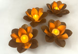 Set of 4 DIY Gold Lotus Tea Light Holders with Electric Tea Lights