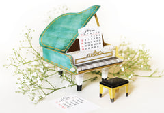 Turquoise Mini Grand Piano Calendar 2025 - DIY Paper Craft Kit