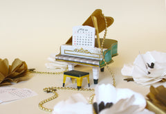 Turquoise Mini Grand Piano Calendar 2026 & 2027 - DIY Paper Craft Kit