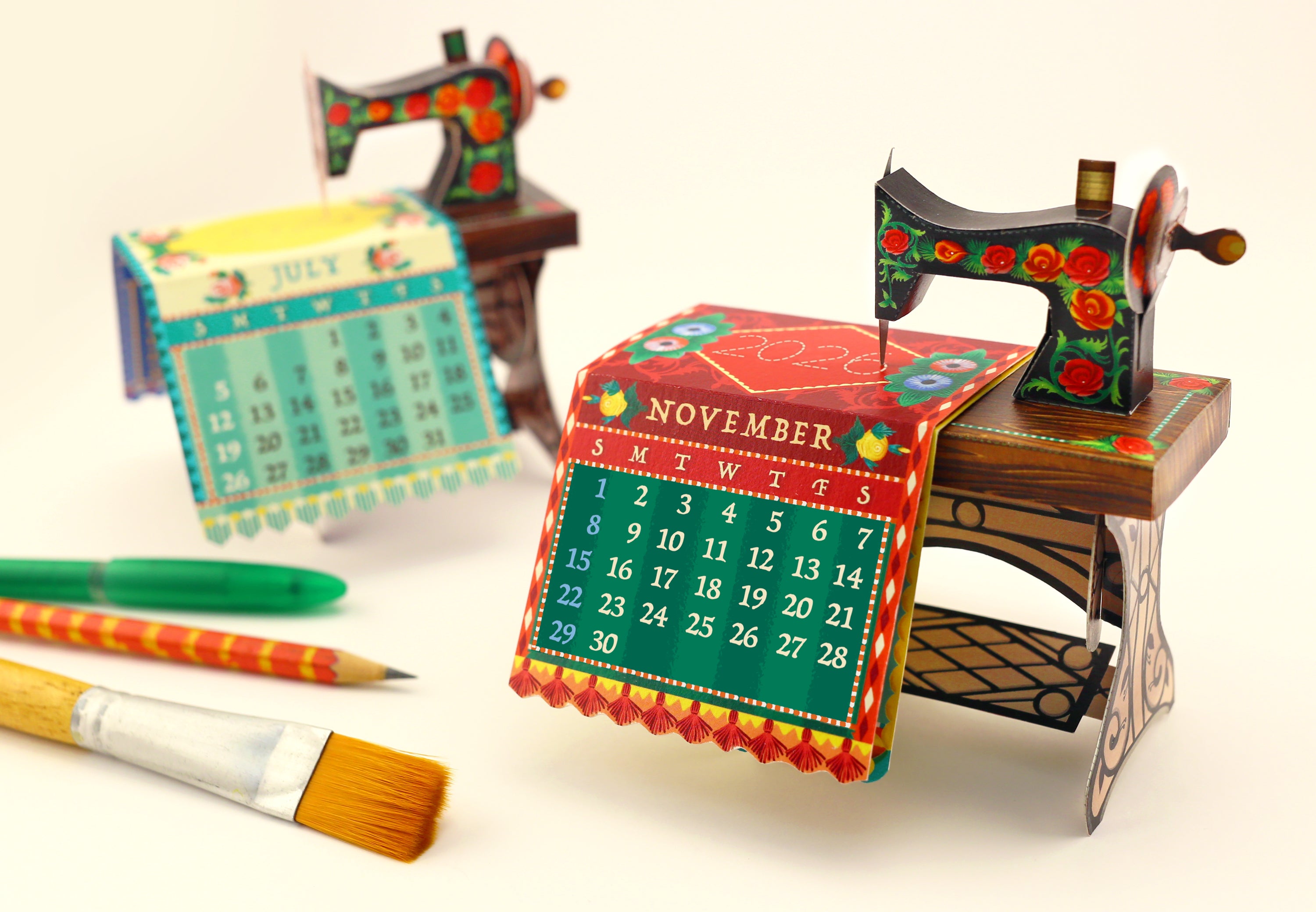 Mini Sewing Machine Desk Calendar 2026 DIY Paper Craft Kit