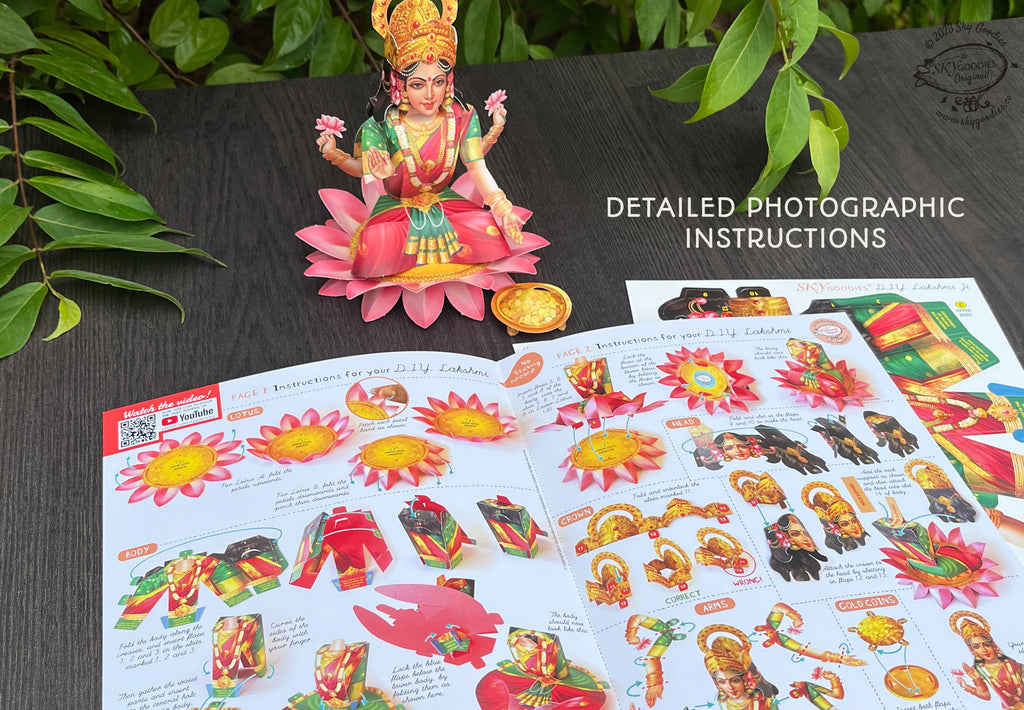 Lakshmi Pooja Decor Combo Saver - DIY Ganpati + Lakshmi + Mandir + 2 Banana Trees