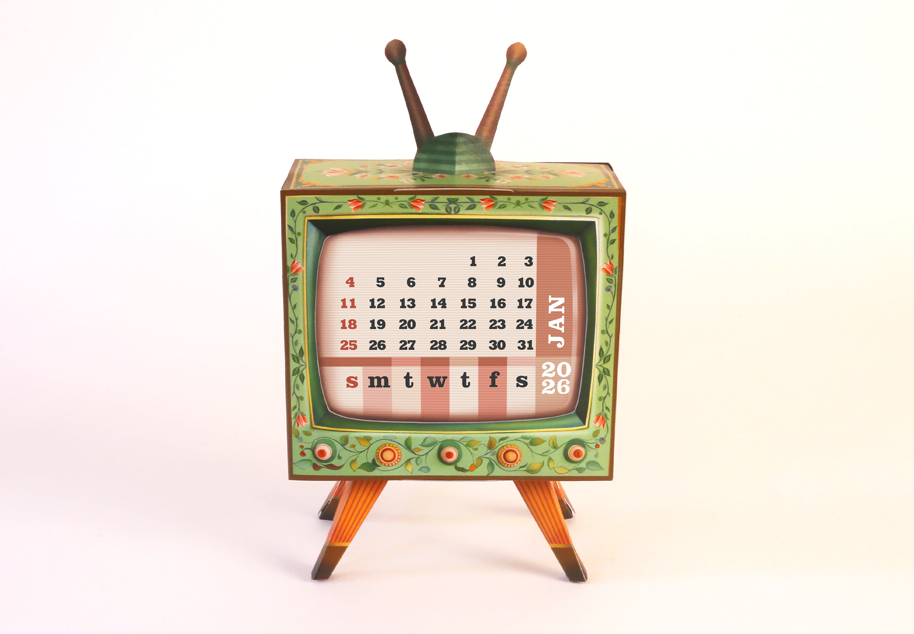 Mini TV Desk Calendar 2026 DIY Paper Craft Kit