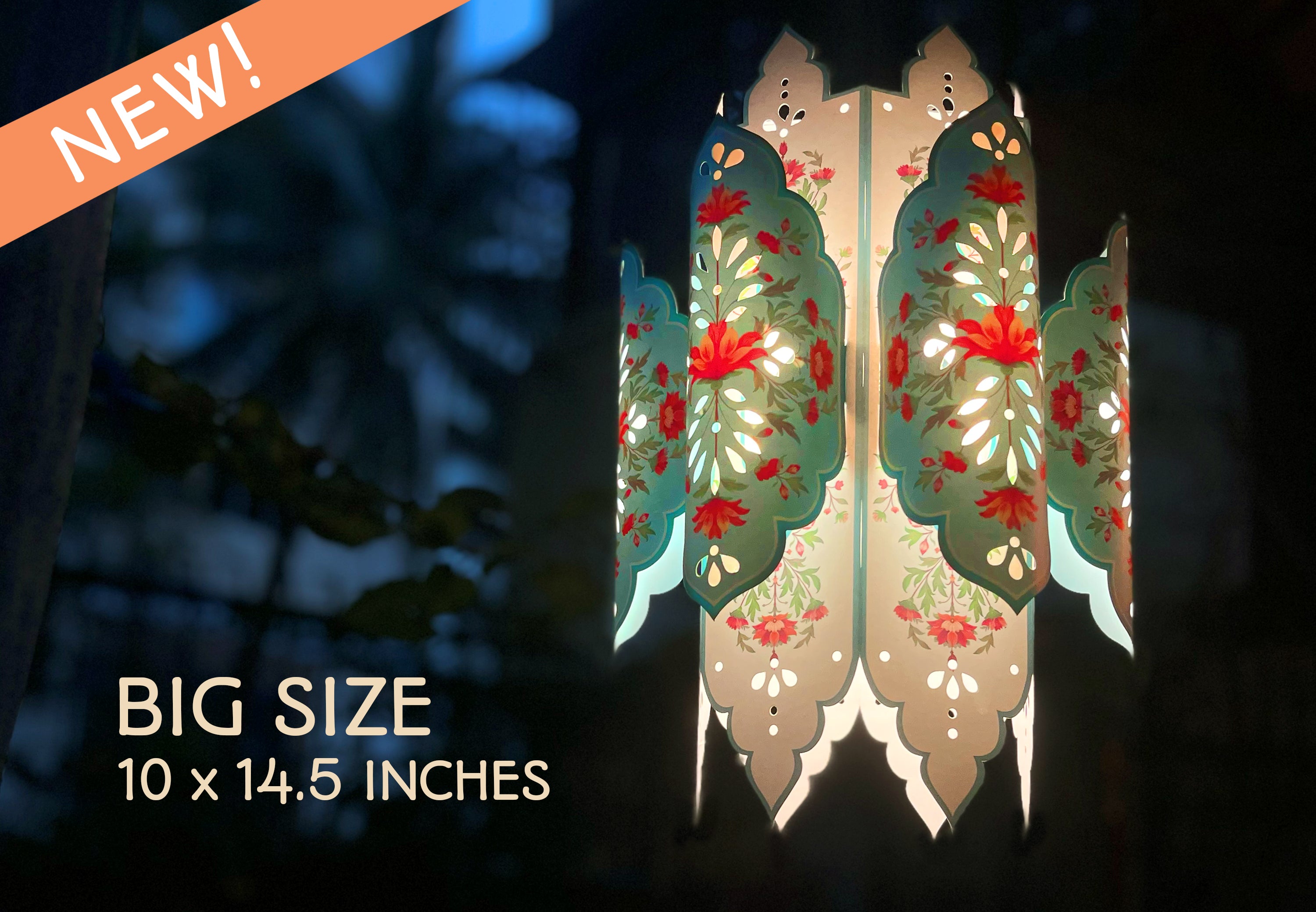 Set of 2: Big Elegant Kandil DIY Paper Lamp Shades PINK and BLUE