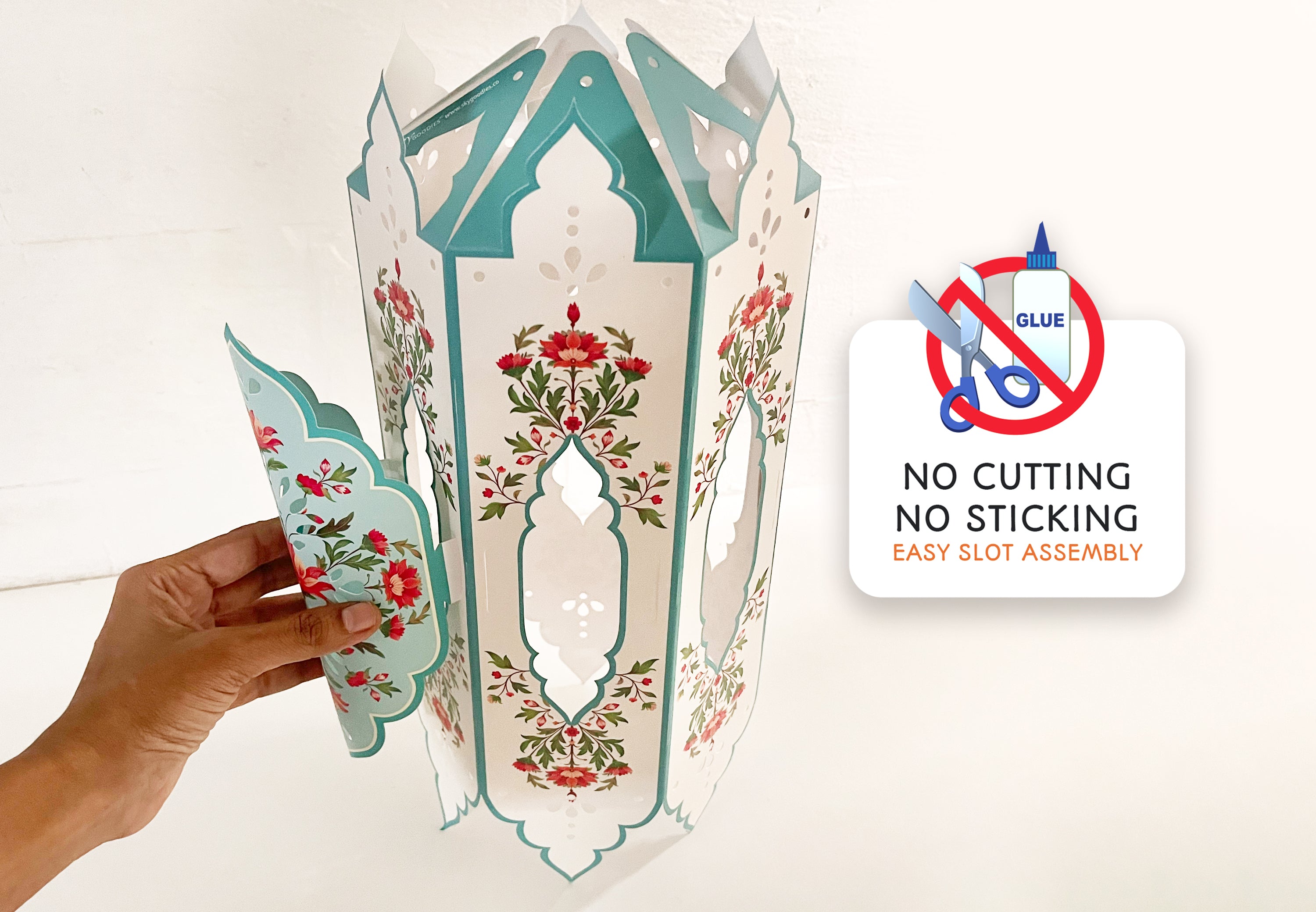 Set of 2: Big Elegant Kandil DIY Paper Lamp Shades PINK and BLUE