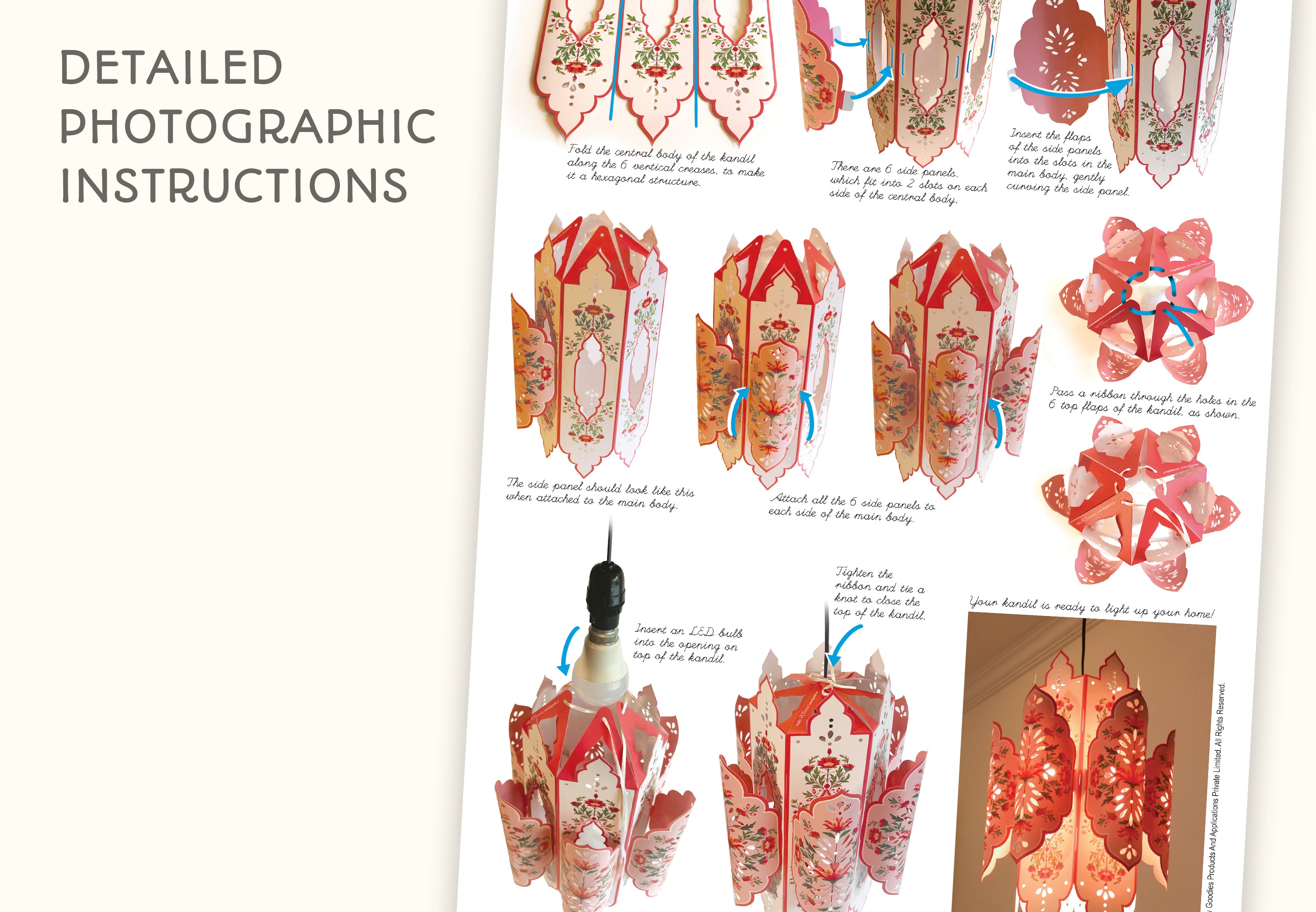 Big Elegant Kandil DIY Paper Lamp Shade PINK