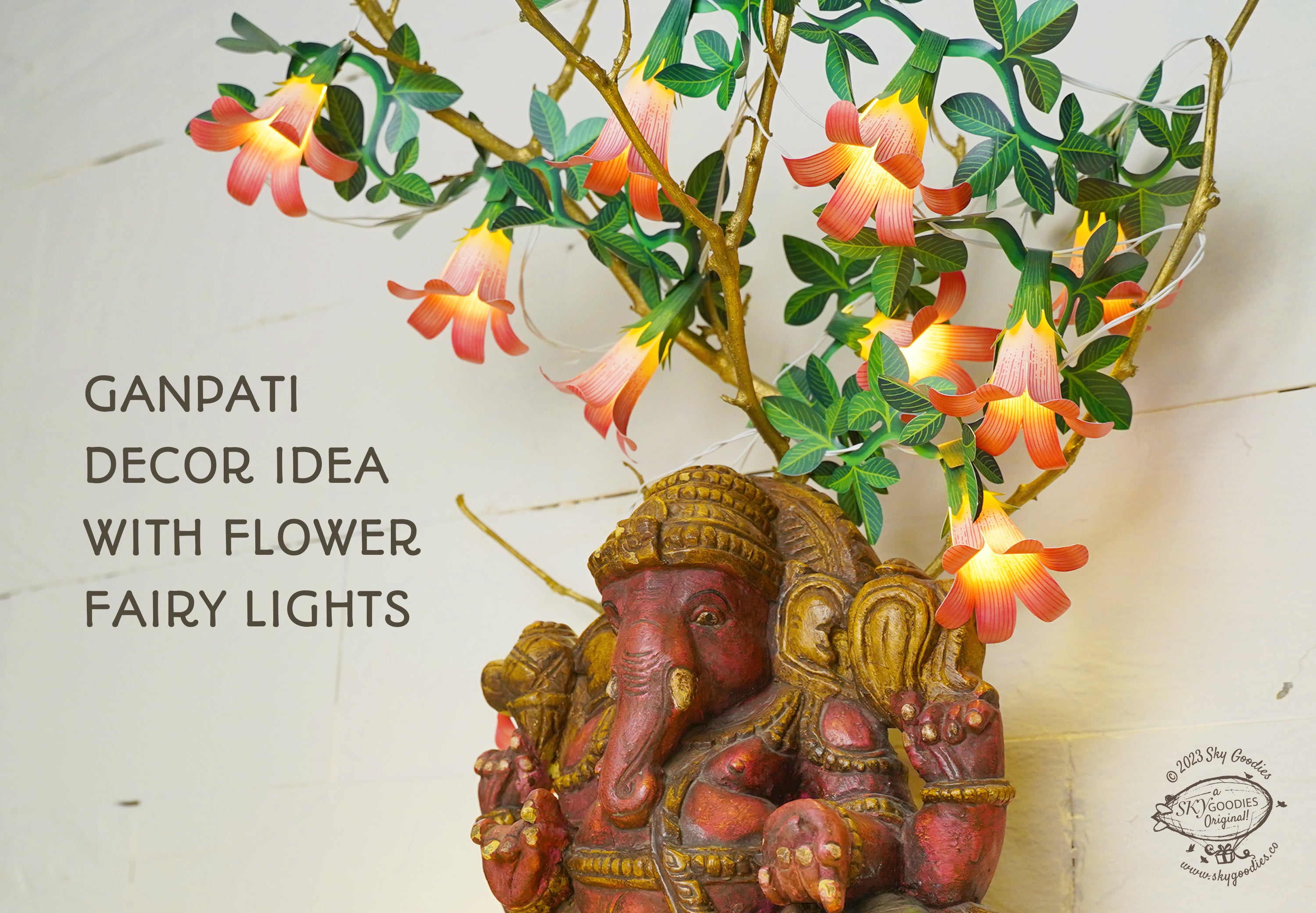 Festive Combo Saver Pack of 5 Pink Paper Flower Fairy Lights